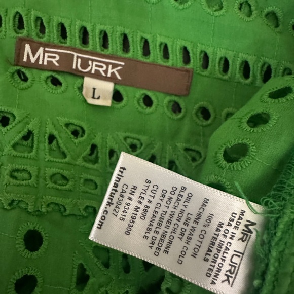 Mr Turk Perforated Short Sleeve Shirt Large Gently worn 100% cotton 23" armpits - Picture 5 of 5